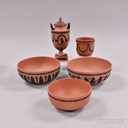 Five Wedgwood Terra-cotta Jasper Items